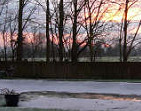 Frosty pool at sunset